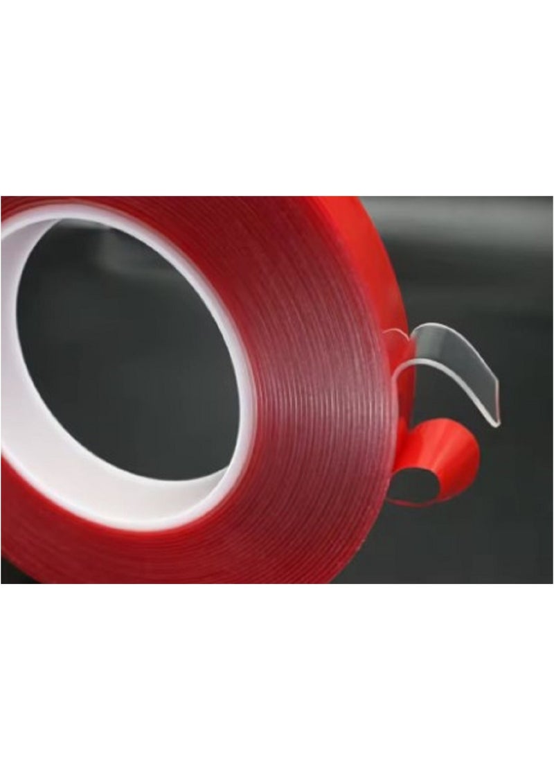 Generic Double Sided Adhesive Tape Acrylic Transparent No Traces Waterproof Red Tape Sticker 30mmx3m  - Image 5
