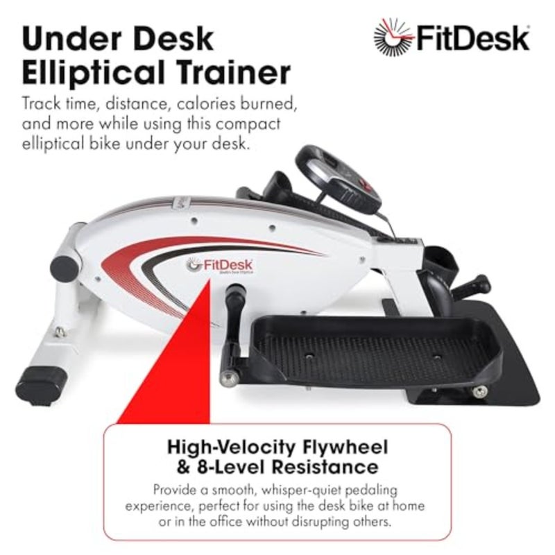 Under Desk Bike Exercise Machine, Compact Magnetic Pedal Exerciser for Home Office Workouts, Black, Quiet Seated Cardio Trainer with Adjustable Resistance - Image 2