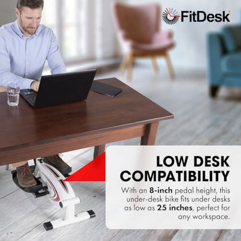 Under Desk Bike Exercise Machine, Compact Magnetic Pedal Exerciser for Home Office Workouts, Black, Quiet Seated Cardio Trainer with Adjustable Resistance - Image 5