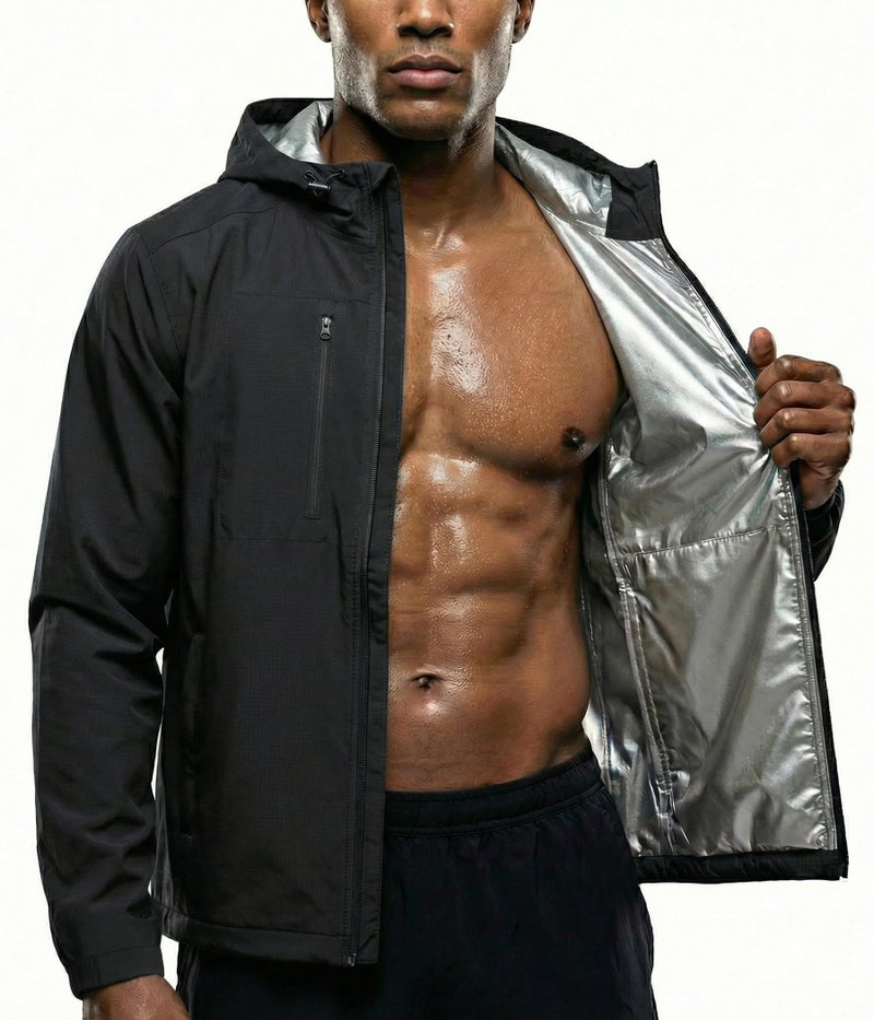 Junlan Sauna Suit for Men - Sweat Suit Sauna Jacket for Gym Workout(Black, Large) - Image 1