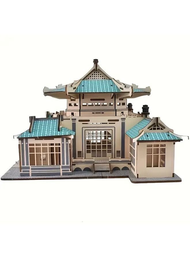 لعبة لغز مكتبة خشبية DIY نموذج قلعة ثلاثية الأبعاد هدية تعليمية إبداعية للبناء - Image 1