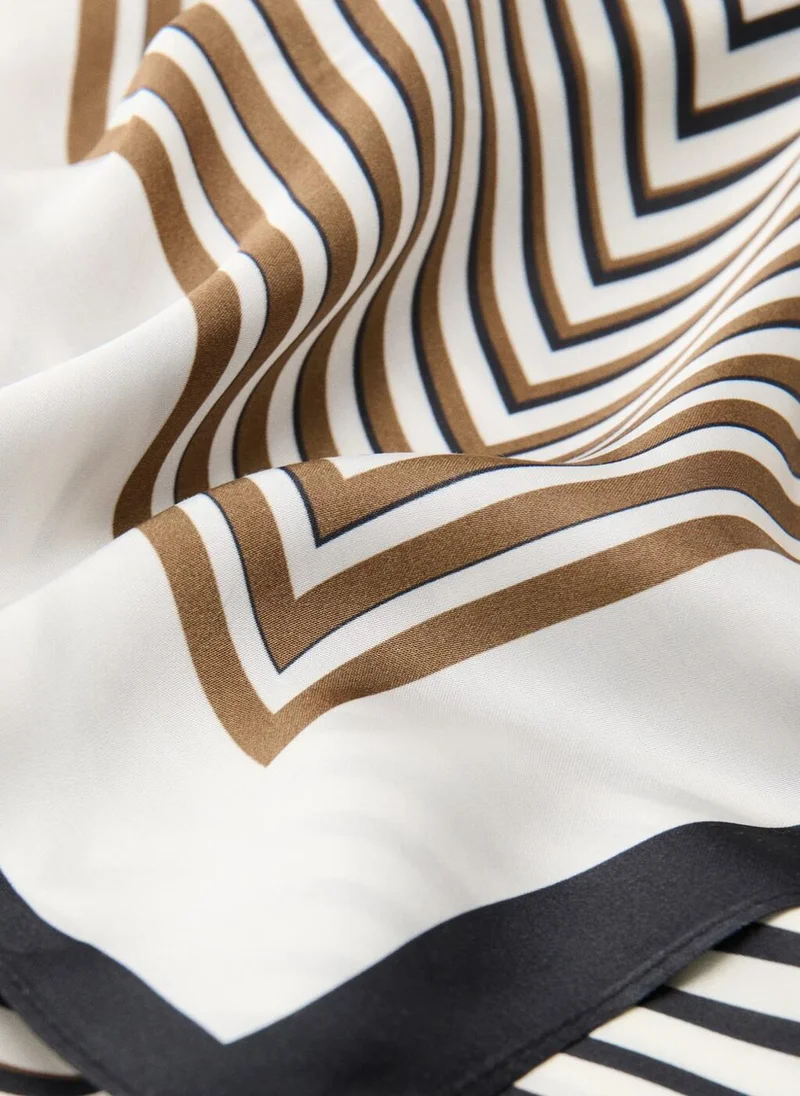 MANGO Geometric stripe-print scarf