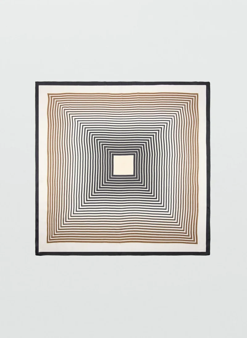 MANGO Geometric stripe-print scarf
