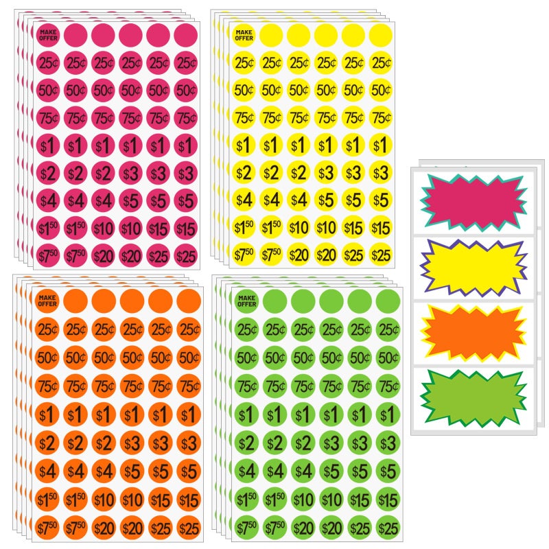 Yeachlaing Yard Sale Price Stickers Garage Sale Pre-Priced Price Tag Labels, 2160 PCS 3/4" Diameter and 20 large price stickers Flea Market Pre-Printed Pricing Stickers for Retail - Image 1