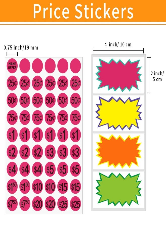 Yeachlaing Yard Sale Price Stickers Garage Sale Pre-Priced Price Tag Labels, 2160 PCS 3/4" Diameter and 20 large price stickers Flea Market Pre-Printed Pricing Stickers for Retail - Image 2