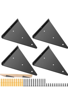 Excefore Floating Shelf Brackets, 13x16.5 cm 4 Pcs Wall Mounted Hidden Triangle Shelf Bracket, Wall Brackets for Shelves Support, Floating Shelf Hardware for Home Decor/Organization, with Screws  - Image 1