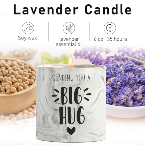 FreeJac Thinking of You Gift Candles for Women Sending You A Big Hug in A Jar Candle Gifts for Best Friends Get Well Soon Cheer Up Comfort Gifts for Sick Miss You Lavender Scented Candles for Mothers 6oz - Image 4