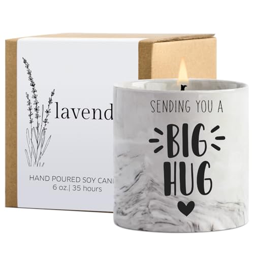 FreeJac Thinking of You Gift Candles for Women Sending You A Big Hug in A Jar Candle Gifts for Best Friends Get Well Soon Cheer Up Comfort Gifts for Sick Miss You Lavender Scented Candles for Mothers 6oz - Image 1