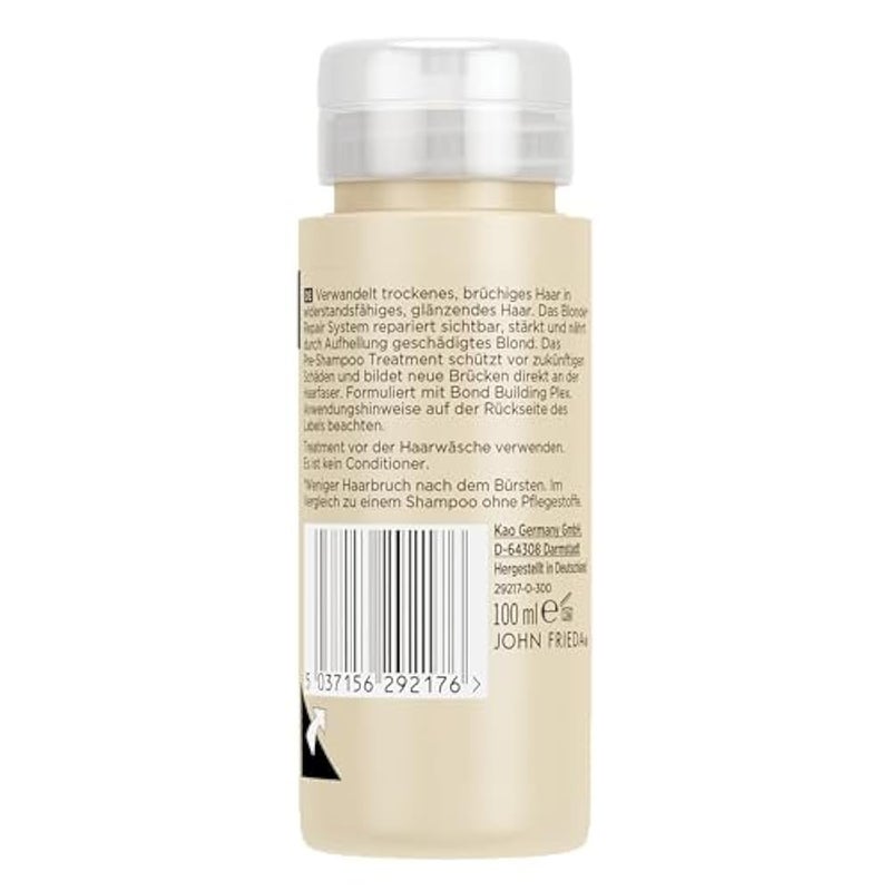 John Frieda BLONDE+ Repair System Pre-Shampoo-Treatment – Contents: 100 ml – With Bond Building Plex – For Blonde Damaged by Lightening – Protects Hair - Image 2