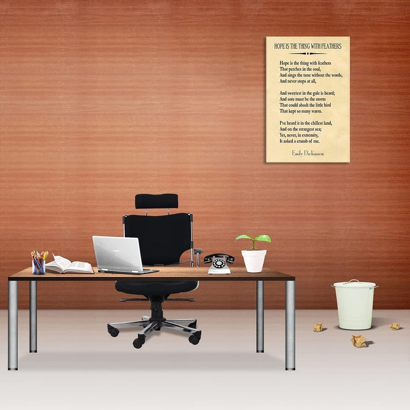 Busmko Poems Poster Hope Is The Thing With Feathers Wall Art Canvas Motivational Framed Quotes Pictures For Bedroom Vintage Prints Framed (16x24 inch) - Image 2