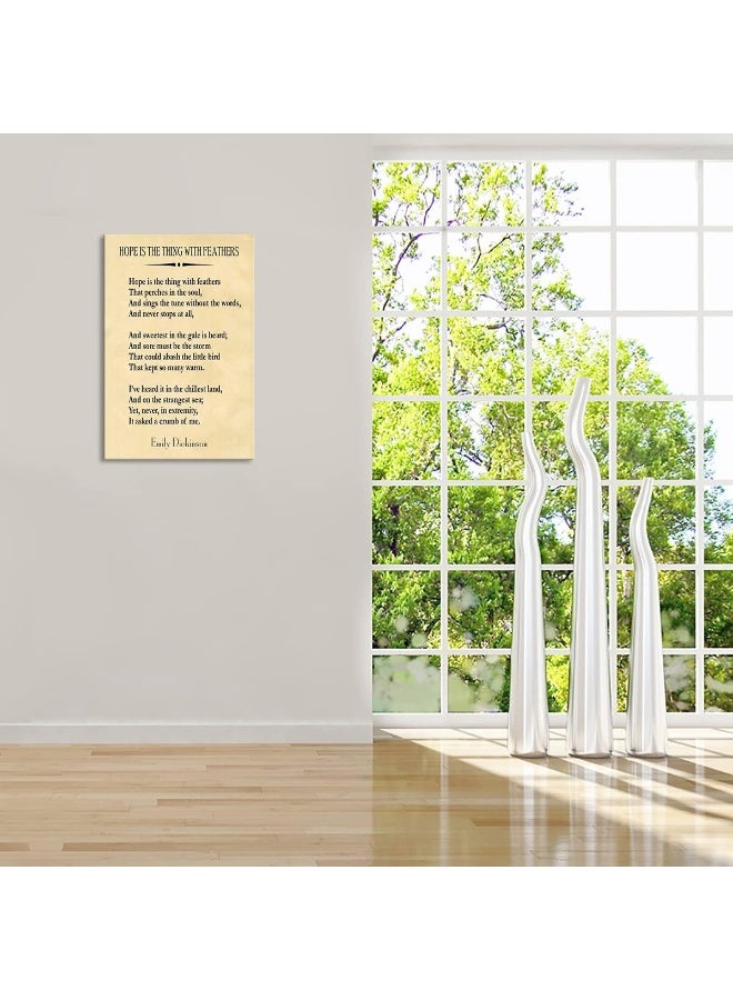 Busmko Poems Poster Hope Is The Thing With Feathers Wall Art Canvas Motivational Framed Quotes Pictures For Bedroom Vintage Prints Framed (16x24 inch) - Image 3