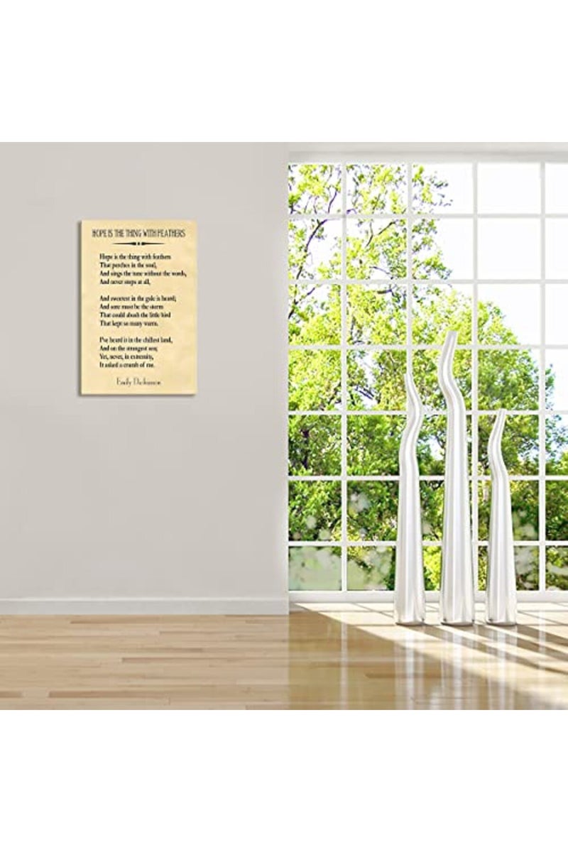 Busmko Poems Poster Hope Is The Thing With Feathers Wall Art Canvas Motivational Framed Quotes Pictures For Bedroom Vintage Prints Framed (16x24 inch) - Image 4