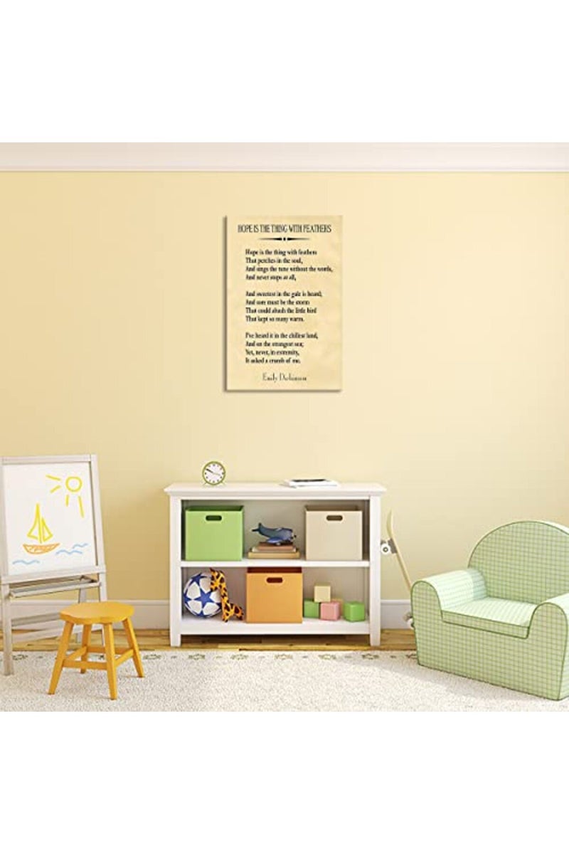 Busmko Poems Poster Hope Is The Thing With Feathers Wall Art Canvas Motivational Framed Quotes Pictures For Bedroom Vintage Prints Framed (16x24 inch) - Image 5