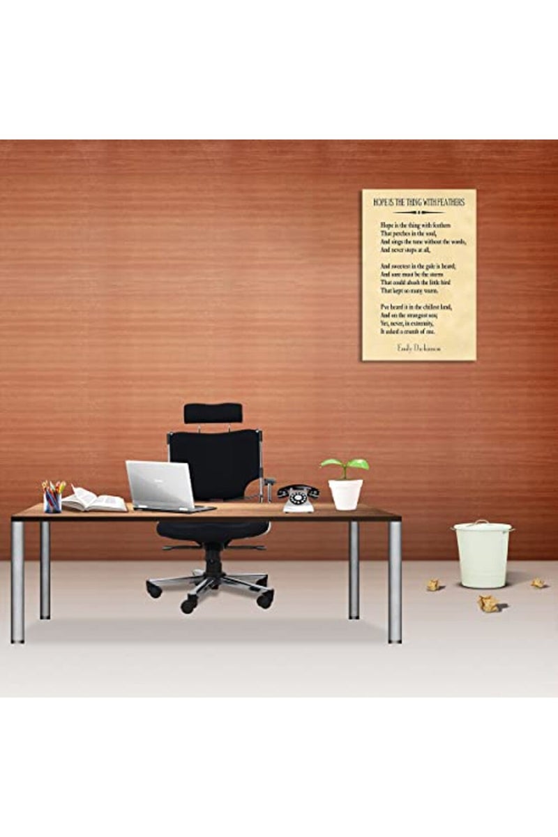 Busmko Poems Poster Hope Is The Thing With Feathers Wall Art Canvas Motivational Framed Quotes Pictures For Bedroom Vintage Prints Framed (16x24 inch) - Image 3