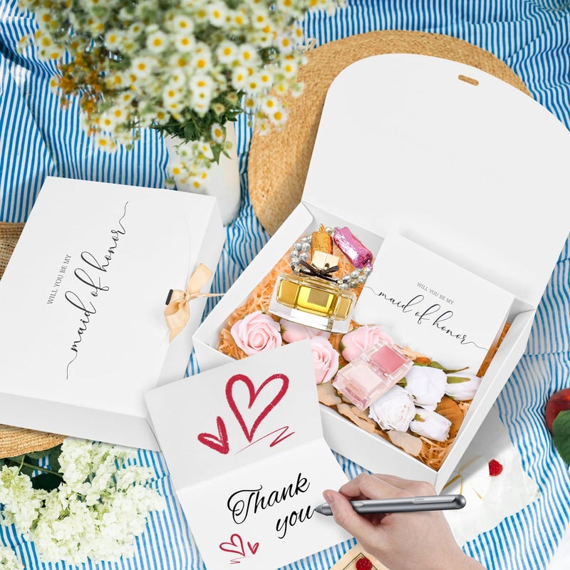 WLUSEAXI 8Pack Bridesmaid Proposal Box with Bridesmaid Cards, Bridesmaid Boxes with Ribbon, Maid Matron of Honor Proposal Box, White Boxes for Bridesmaid Proposal, Bridesmaid Proposal Giftsï¼ˆWhiteï¼‰ - Image 3