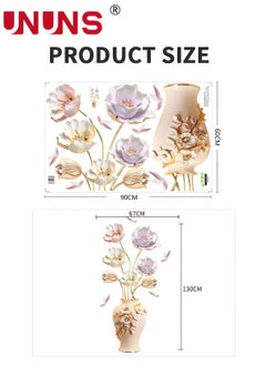 UNUNS 3D Wall Sticker,Simulation Vase And Tulips Wall Stickers,Peel And Stick Removable Decal Stick DIY Wall Decor For Bedroom Living Room 67x130cm  - Image 5