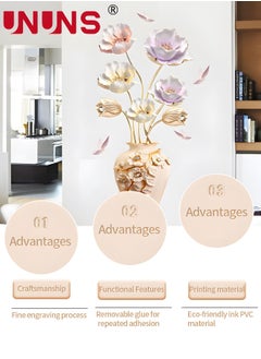 UNUNS 3D Wall Sticker,Simulation Vase And Tulips Wall Stickers,Peel And Stick Removable Decal Stick DIY Wall Decor For Bedroom Living Room 67x130cm  - Image 4