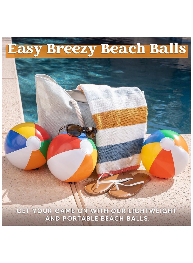 Beach Balls(4 Pack), 24'' Inflatable Swimming Pool Toys for Summer Water Games Kids Birthday Party Supplies Combo Set Include Inflatable Beach Balls4-Pack combo inflatable color Beach Balls for adults & 36 months + kids  - Image 4