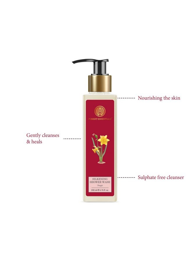 Forest Essentials Silkening Shower Wash Nargis Ayurvedic Natural Body Wash For Soft Smooth Skin Paraben Free & Sulphate Free Shower Gel - Image 2