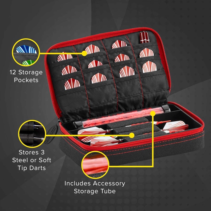 CASEMASTER Plazma Dart Case for Soft and Steel Tip Darts, Holds 3 Darts and Features Built-In Storage Tube and Pockets for Flights, Tips, Shafts, and Personal Items - Image 3
