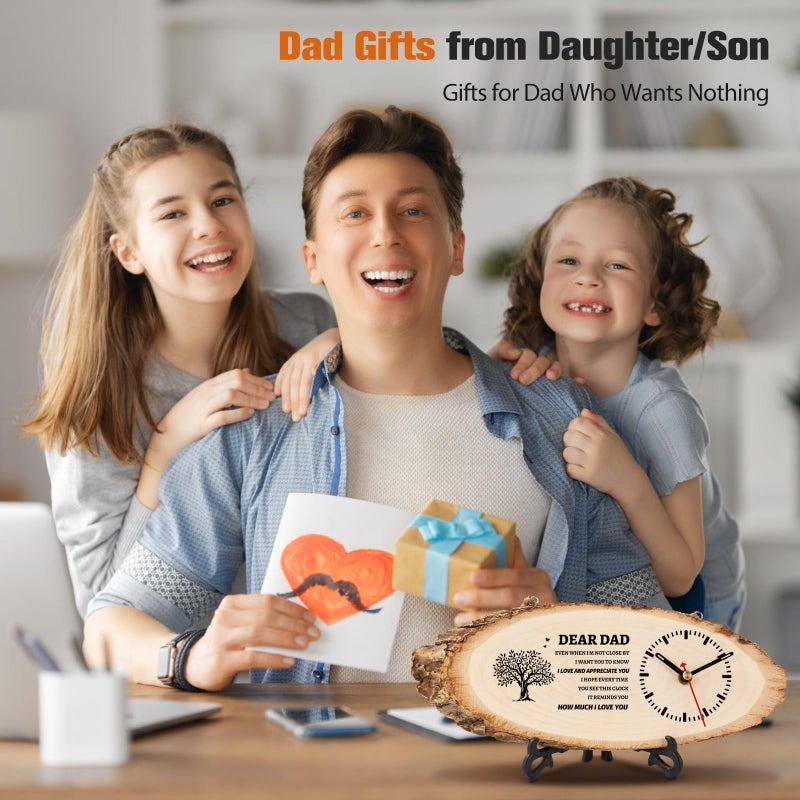 BeauGift Dad Gifts, Wooden Clock Gifts for Dad from Daughter Son Kids, Daddy Birthday Gift Idea for Papa Father Who Wants Nothing, Fathers Day Present from Child to My Dad - Image 2