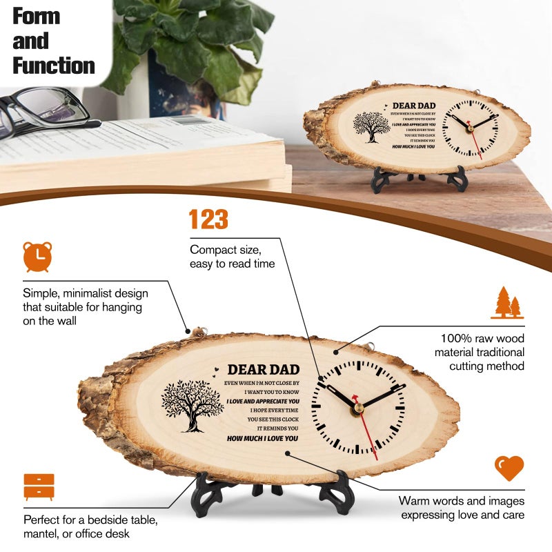 BeauGift Dad Gifts, Wooden Clock Gifts for Dad from Daughter Son Kids, Daddy Birthday Gift Idea for Papa Father Who Wants Nothing, Fathers Day Present from Child to My Dad - Image 4