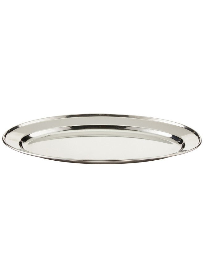 Winco OPL-14 Stainless Steel Oval Platter, 13.63-Inch by 8.75-Inch - Image 1