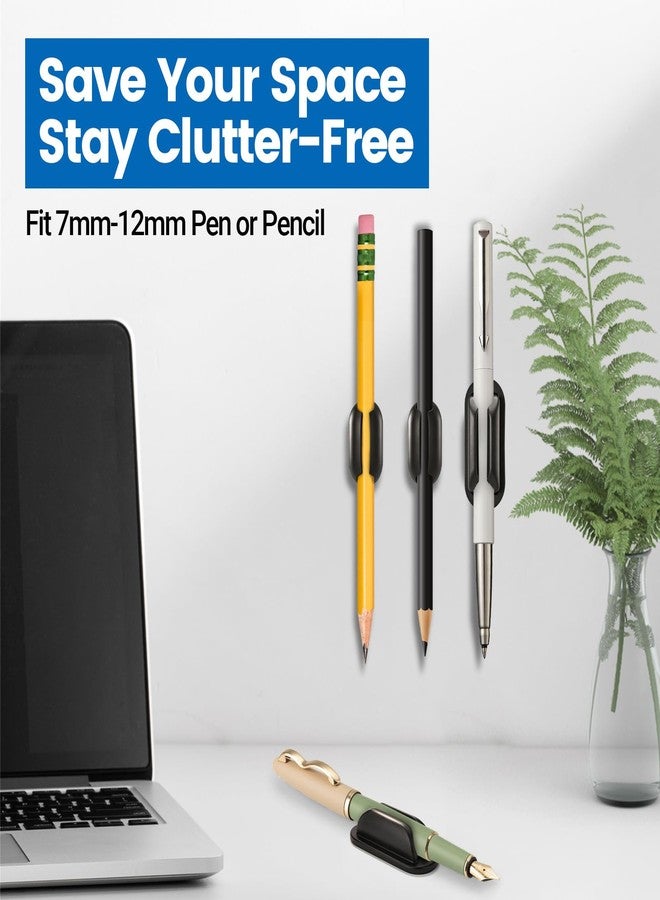 Fematin 24 Pack Adhesive Pencil Holders for Desk, Silicone Pen Holder,Black - Image 3