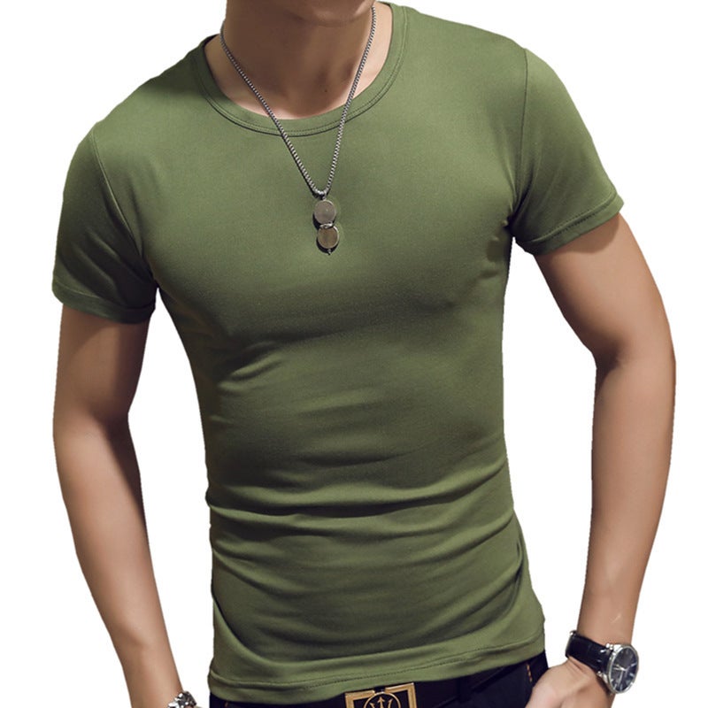 Men'S Ins Japanese T-Shirt Short-Sleeved Summer Loose Solid Color Base Shirt T-Shirt Teenager Round Neck T-Shirt - Image 1