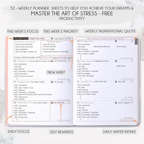 Freedom Mastery Law of Attraction Planner 2026 - Weekly & Monthly Goal Setting Planner, 12 Month Journey to Increase Productivity | Life & Gratitude Journal, Include Foldable Vision Board, Gift Box & Stickers - Image 3