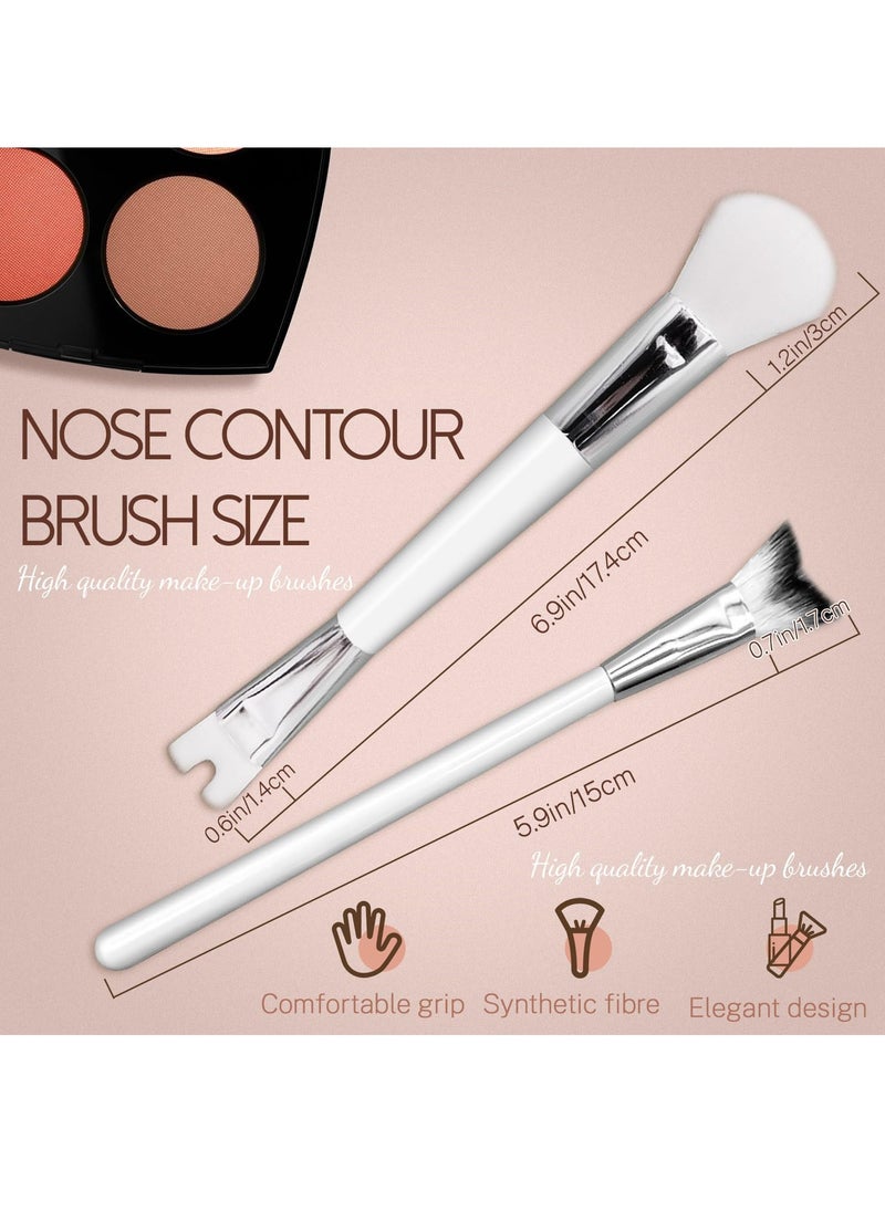 KASTWAVE - 2 Pcs Nose Contour Brush Set, Double Sided 2 in 1 U-Shaped Contouring Brush with Fluffy Powder Brush, V-Shaped Contour Makeup Brush for Sculpting Defining Highlighter Cheekbones - Image 1