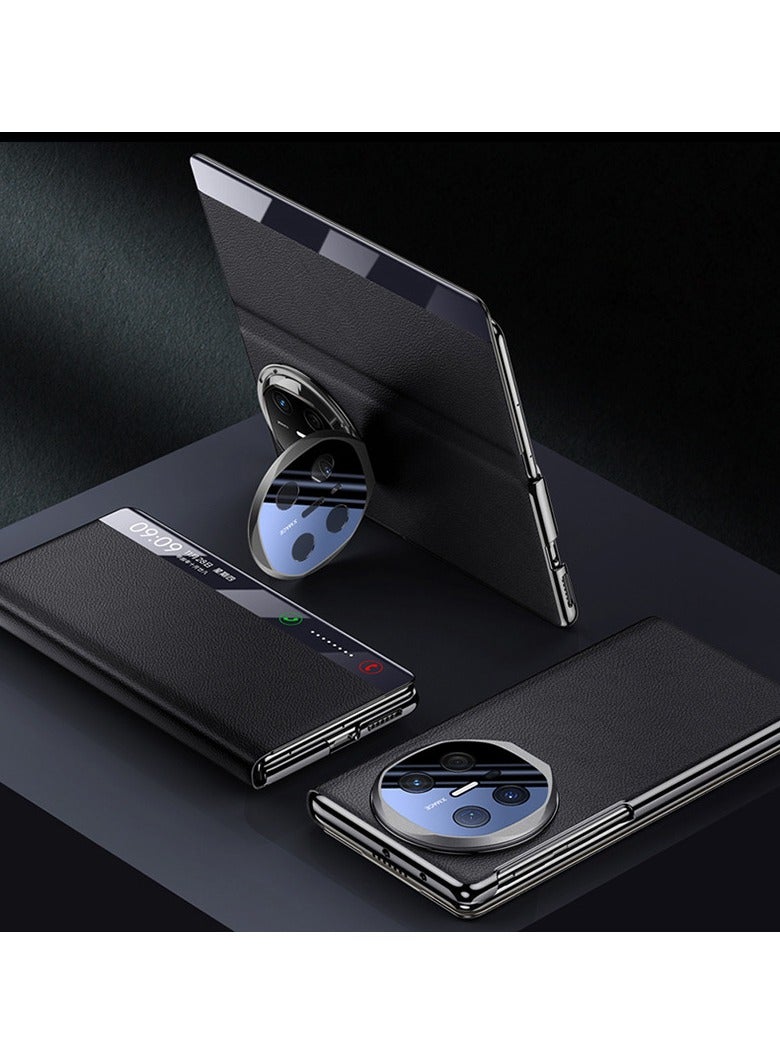 general Case Compatible with Huawei Mate X6 Case, Smart Window Leather Case with Flip-Free Answering [Auto Wake/Sleep], Camera Lens Protection with Metal Camera Holder Stand - Image 3