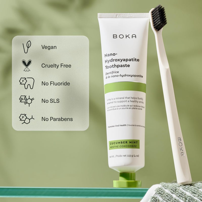 Boka Fluoride Free Toothpaste, Nano Hydroxyapatite Toothpaste, Appropriate for Sensitive Teeth - for Adult, Kids Oral Care - Cucumber Mint Flavor, 4 Fl Oz 1Pk US Manufactured - Image 3