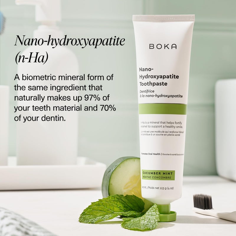 Boka Fluoride Free Toothpaste, Nano Hydroxyapatite Toothpaste, Appropriate for Sensitive Teeth - for Adult, Kids Oral Care - Cucumber Mint Flavor, 4 Fl Oz 1Pk US Manufactured - Image 4