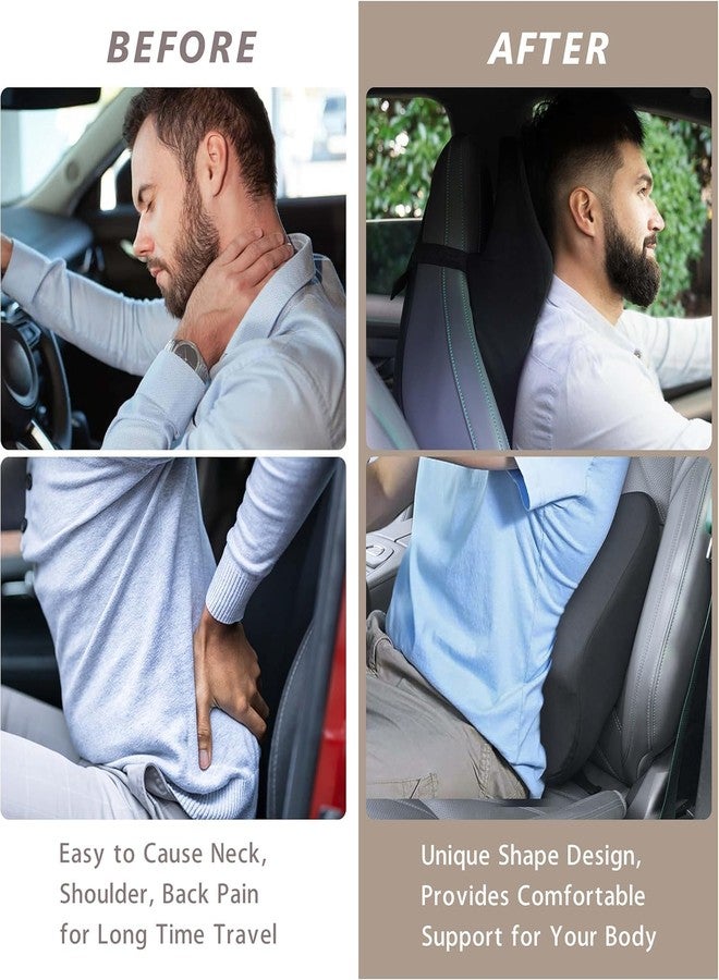 CUSHIO Memory Foam Backrest, Headrest & Coccyx Seat Cushion Combo - Lower Back, Neck and Coccyx Support for Long Sitting Hours on Car Seat, Office/Home Chair (Mesh Black) - Image 2