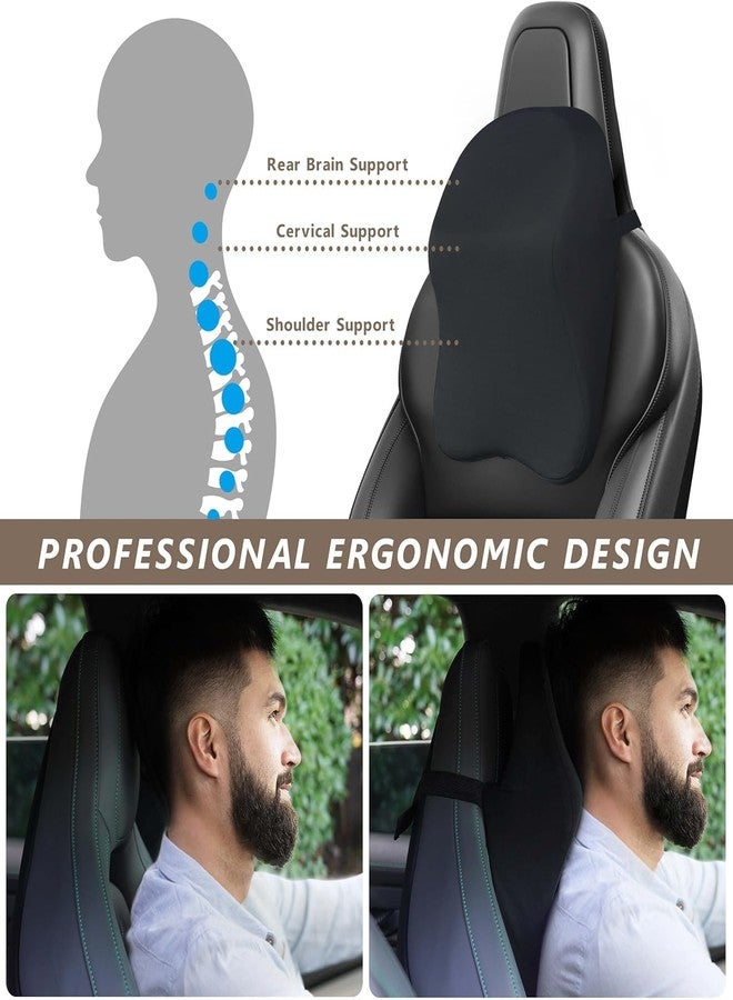CUSHIO Memory Foam Backrest, Headrest & Coccyx Seat Cushion Combo - Lower Back, Neck and Coccyx Support for Long Sitting Hours on Car Seat, Office/Home Chair (Mesh Black) - Image 3