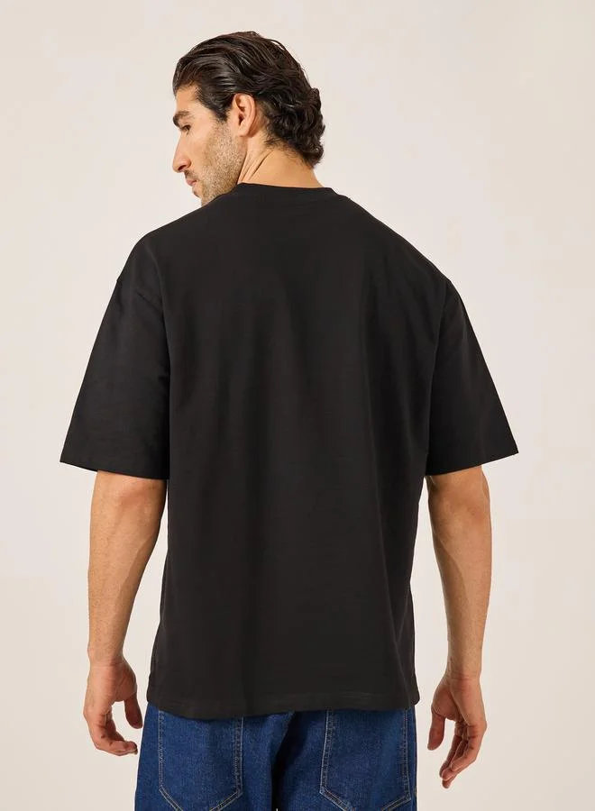 Styli Graphic Print Oversized Round Neck T-Shirt