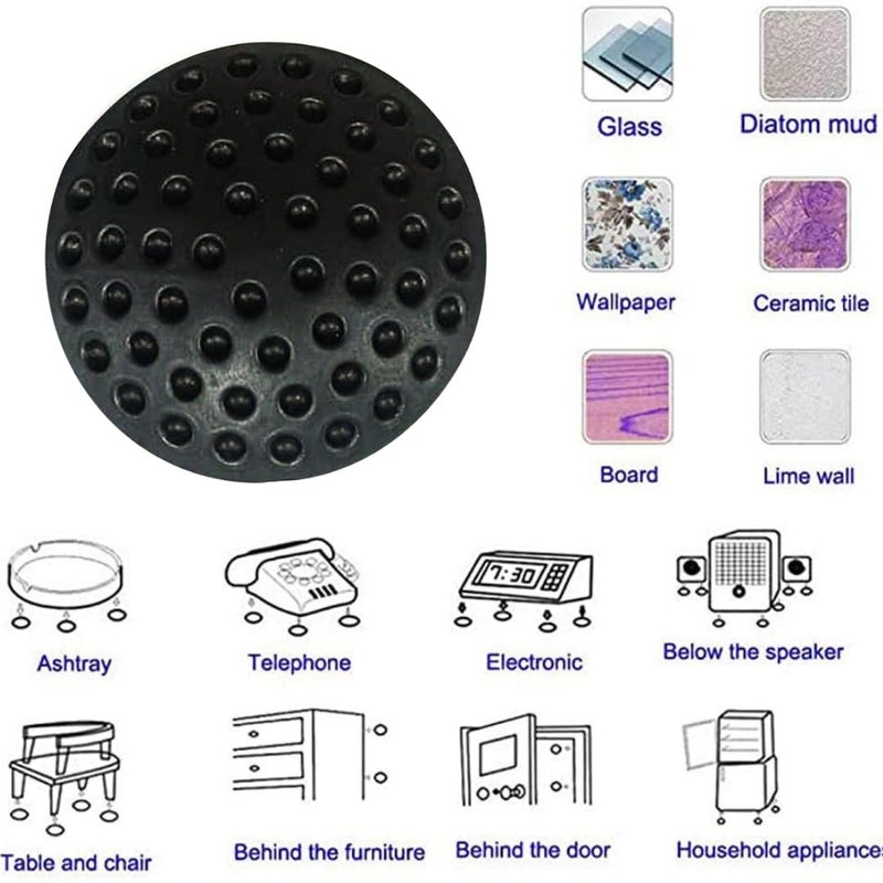 ALP Rubber Wall Protector Knob Cover – Self Adhesive Door Handle Bumper Guard – Protects Walls from Door Handles, Stops, Headboards, Refrigerator Doors (Black, Pack of 16) - Image 2