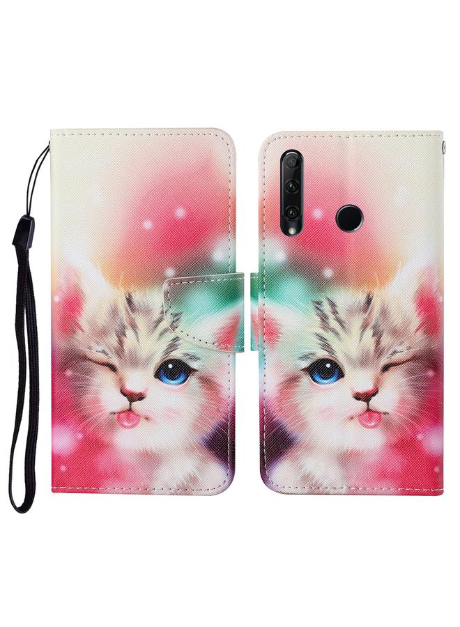 Green Tiger Case For Honor 20i / 10i / 20 lite Colored Drawing Pattern Horizontal Flip Leather Case with Holder & Card Slots & Wallet & Lanyard - Image 1