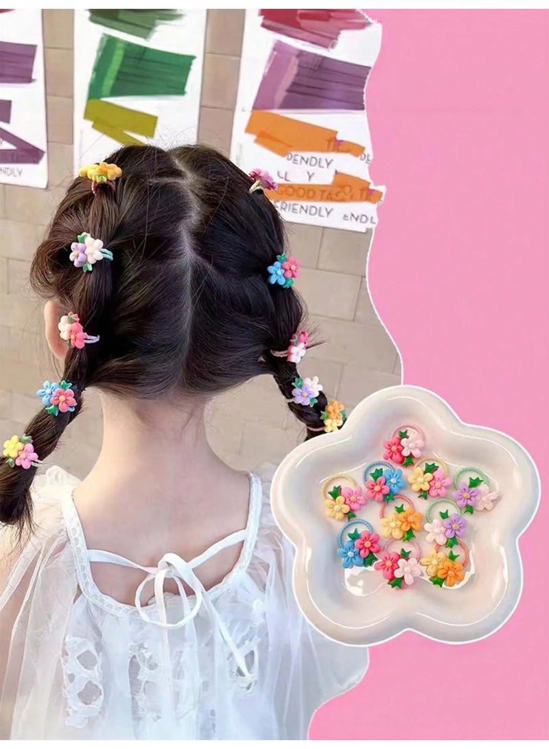 Girls’ Flower Hair Ties – Set of 10 Colorful Elastic Hair Bands with Cute Floral Designs, Perfect for School, Birthday Parties, Events, and Everyday Use - Image 3