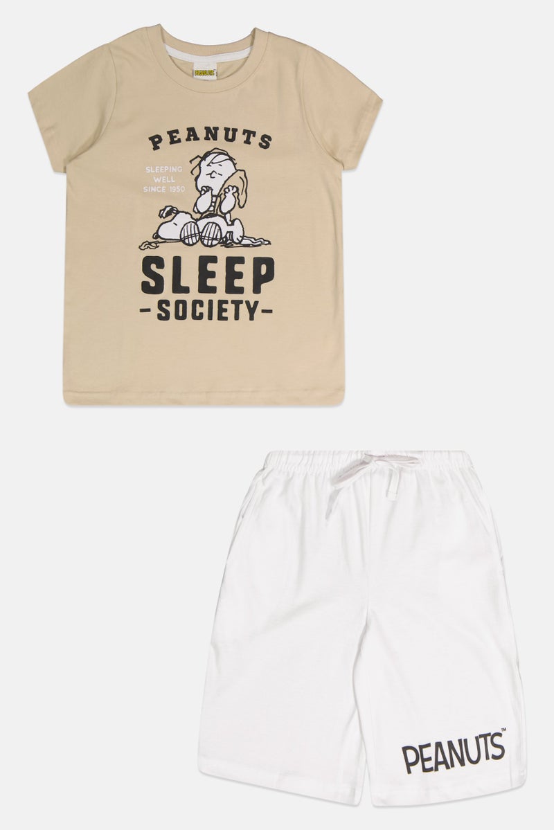 Peanuts Kids Boy 2 Pieces Graphic Print T-shirt And Short Set, Multicolor - Image 2