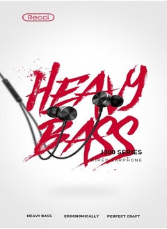 Recci Heavy Bass Wired Earphone Black-J300-B  - Image 1