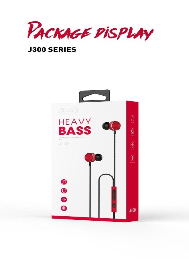 Recci - Heavy Bass Wired Earphone Black-J300-B - Image 1