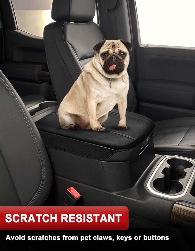 KBH Center Console Armrest Cushion Cover for GMC Sierra & Chevy Silverado 2019-2025, Tahoe & Suburban & Yukon 2021-2025, Bucket Seat, Full Protector, Anti-Scratch, Black - Image 3