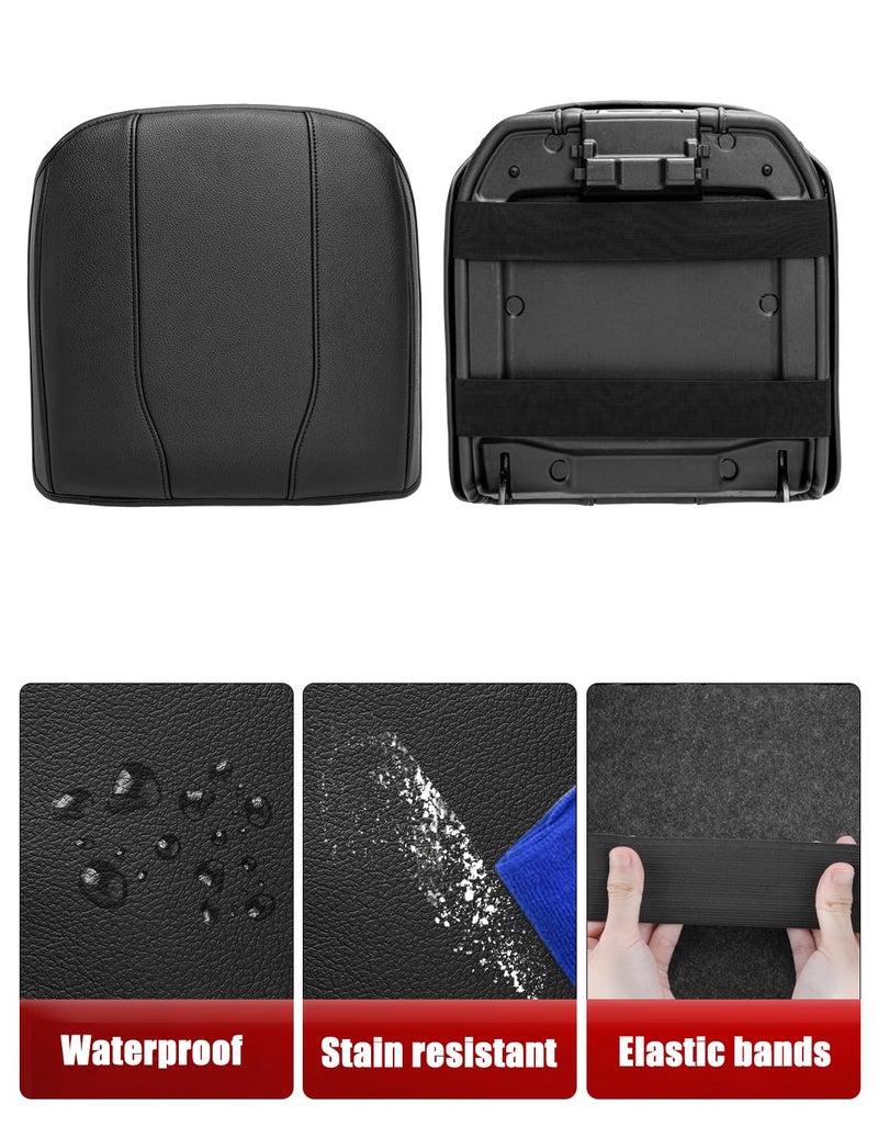 KBH Center Console Armrest Cushion Cover for GMC Sierra & Chevy Silverado 2019-2025, Tahoe & Suburban & Yukon 2021-2025, Bucket Seat, Full Protector, Anti-Scratch, Black - Image 5