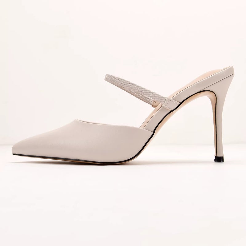 Women's Pointed Toe Stiletto Heeled Sandals with Elastic Band - Image 4