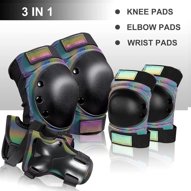 Delfino Global flexible assemble picks Sports Protective Gear Set Teens Adult Sports Knee Elbow Wrist Pads Protection Equipment for Bicycle Inline Skating Skateboard Cycling Balance Bike Skiing Extreme Sports (Size: L) Elegant practical multi-option build - Image 2