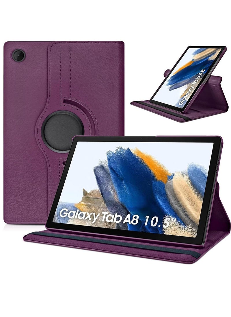 Case Compatible with Galaxy Tab A8 10.5" Case (SM-X200/X205/X207), Galaxy Tab A8 Case 10.5 inch,Auto Sleep/Wake 360° Rotating Stand Folio Leather Case for Tab A8 2022 (Purple) - Image 1