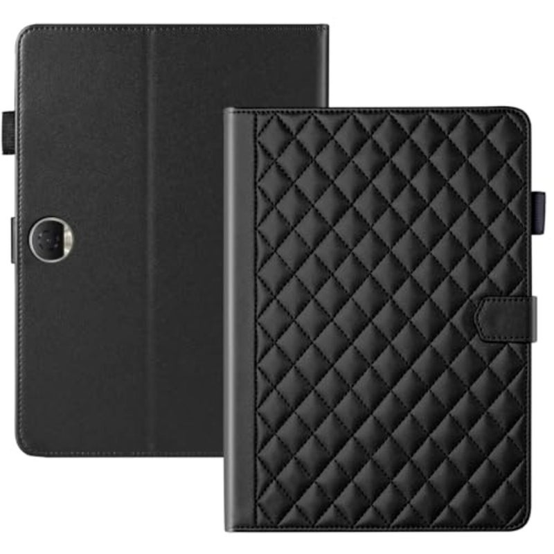 For Honor Pad 9 - Black diamond-pattern flip case with multi-angle stand, built-in stylus and card holders, portable protection 12.1, PU leather - Image 3