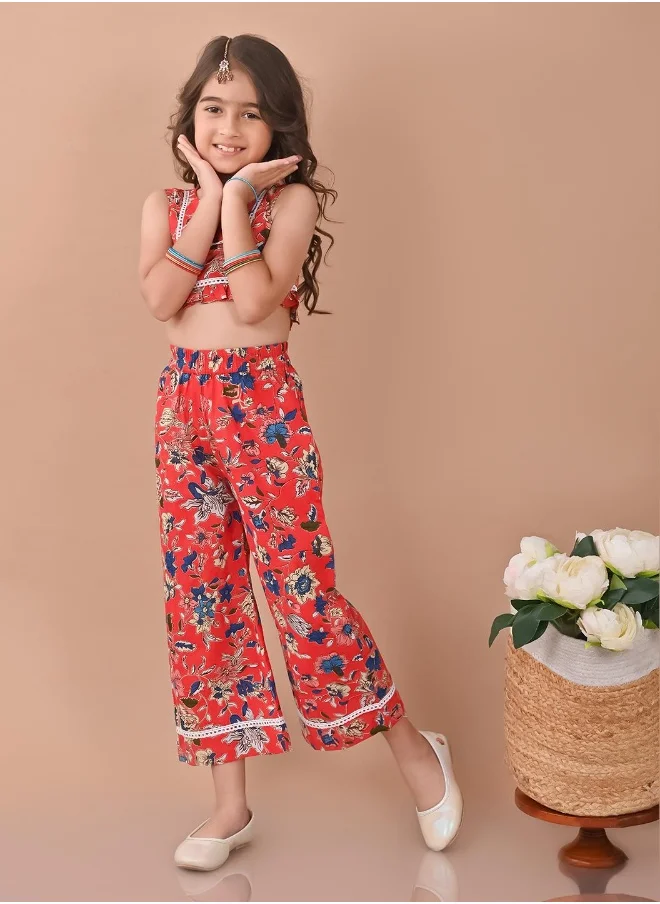 LILPICKS Printed Top with Palazzo Set